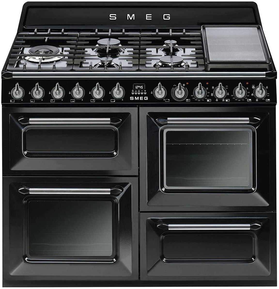 Smeg 110cm Victoria Black Dual Fuel Freestanding Oven/Stove Black TRA4110BL