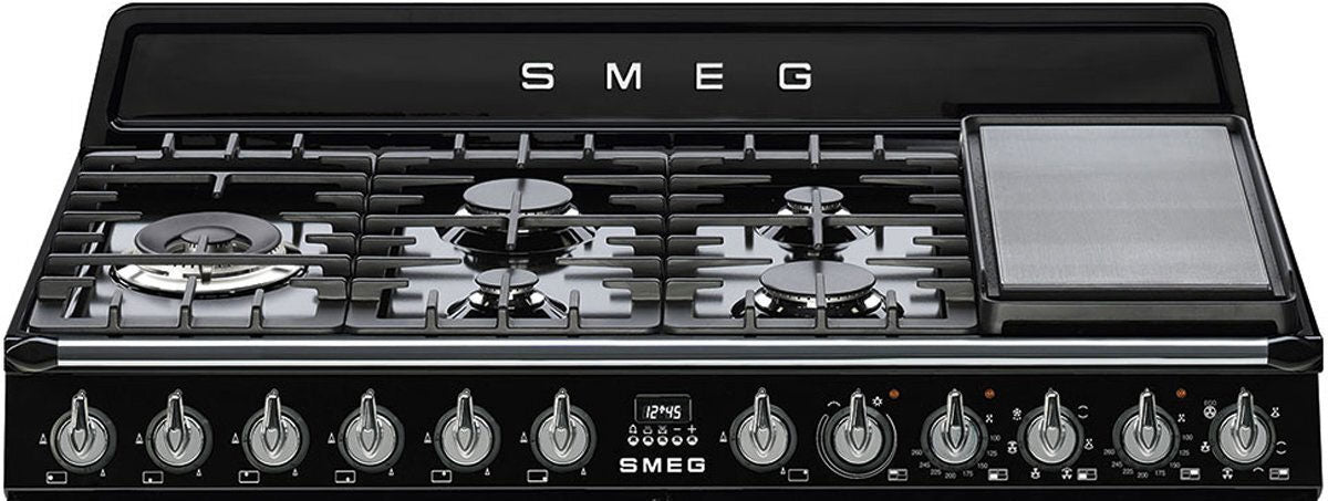 Smeg 110cm Victoria Black Dual Fuel Freestanding Oven/Stove Black TRA4110BL