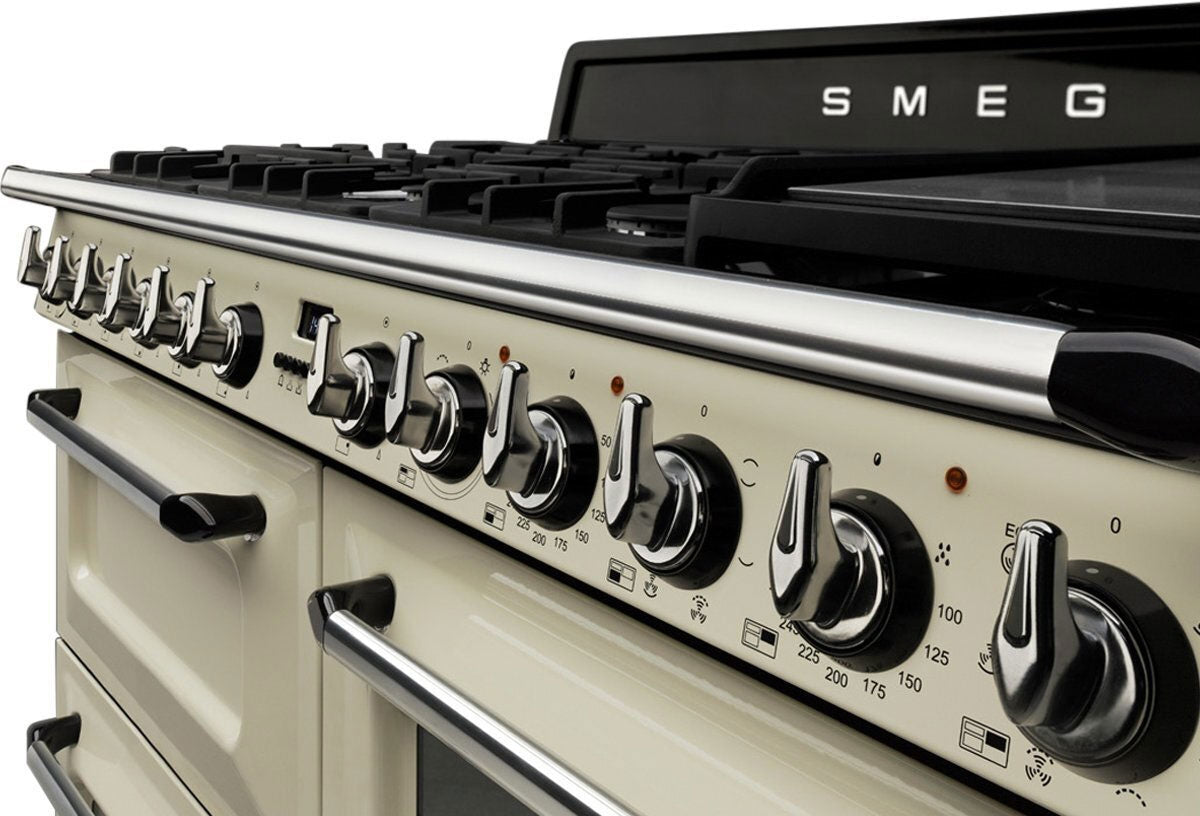 Smeg 110cm Victoria Cream Dual Fuel Freestanding Oven/Stove TRA4110P