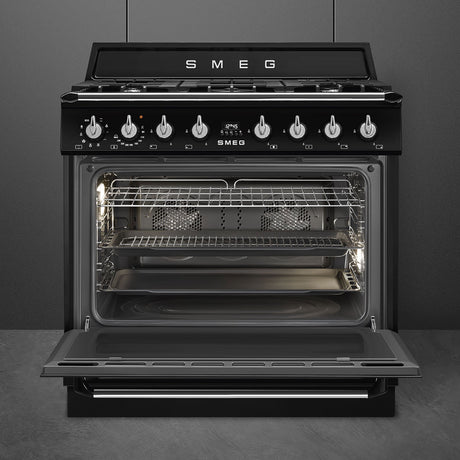 Smeg 90cm Victoria Freestanding Gas Oven/Stove Black TRA90GMBL