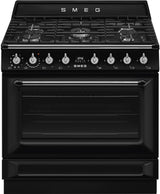 Smeg 90cm Victoria Freestanding Dual Fuel Oven/Stove Black TRA90GPBL