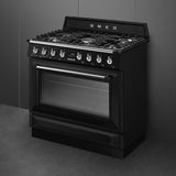Smeg 90cm Victoria Freestanding Dual Fuel Oven/Stove Black TRA90GPBL