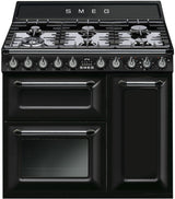 Smeg 90cm 68L Victoria Black Dual Fuel Freestanding Oven/Stove Black TRA93BL