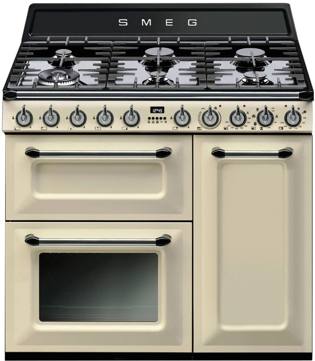 Smeg 90cm 68L Panna Victoria Dual Fuel Freestanding Oven/Stove TRA93P