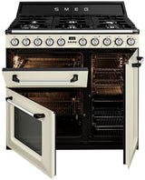 Smeg 90cm 68L Panna Victoria Dual Fuel Freestanding Oven/Stove TRA93P