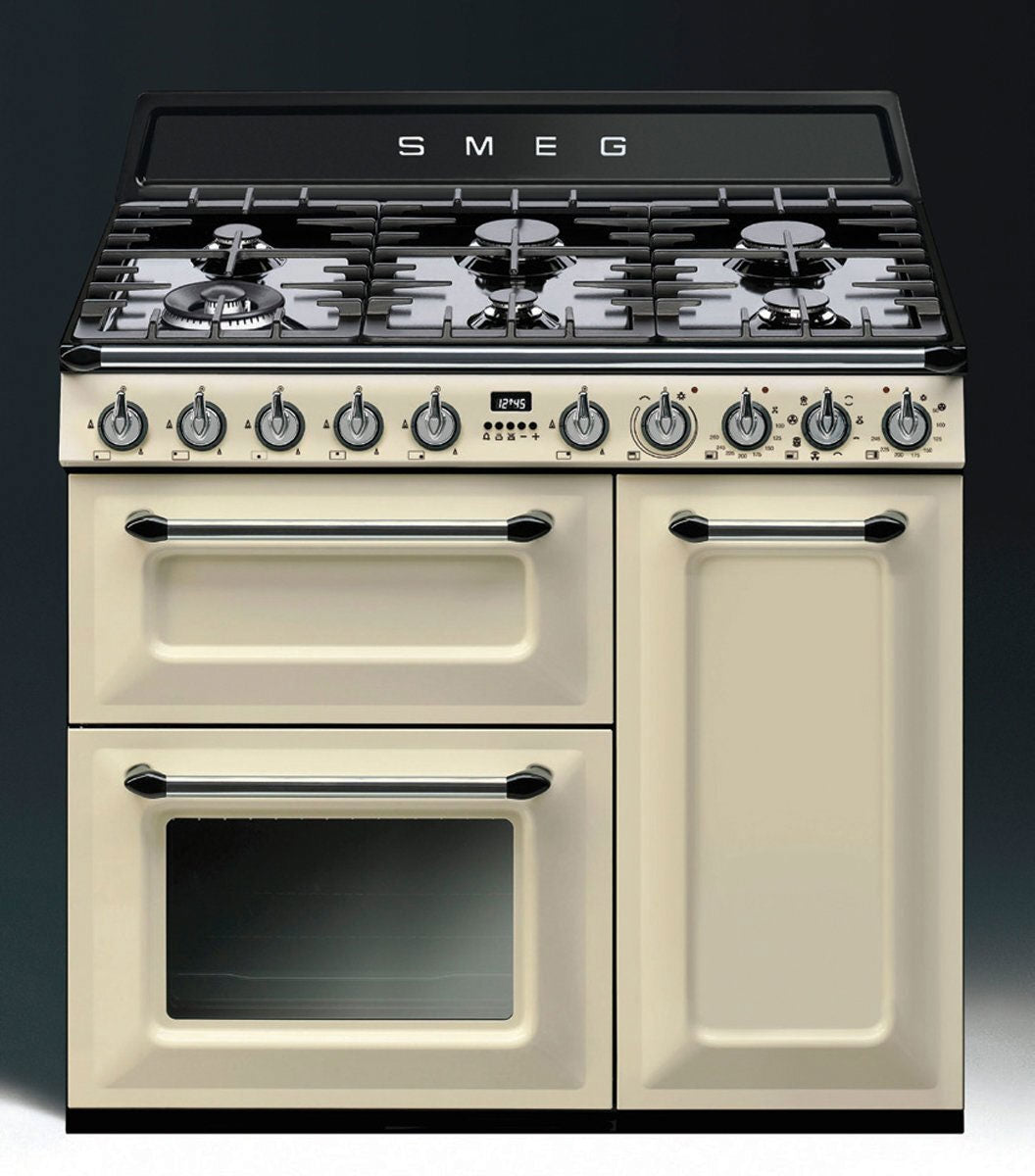 Smeg 90cm 68L Panna Victoria Dual Fuel Freestanding Oven/Stove TRA93P