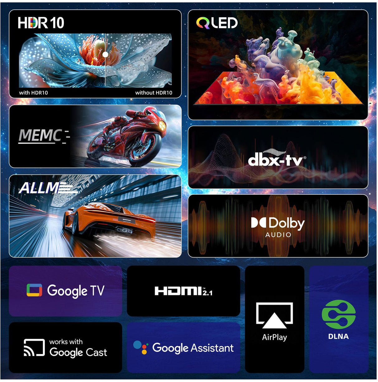 CHiQ 58" 4K QLED Smart Google TV U58QG7L