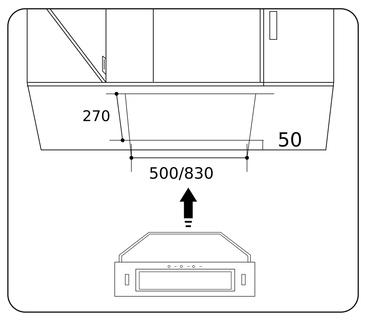 Casa 85cm Undermount Rangehood Black UDMCAD85GB