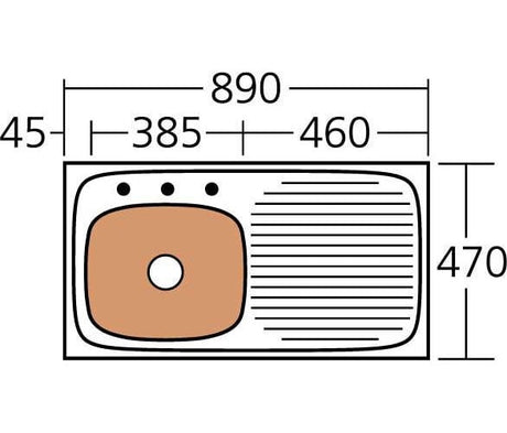 Oliveri Ultraform Single Left Hand Bowl Inset Sink With Drainer UF01
