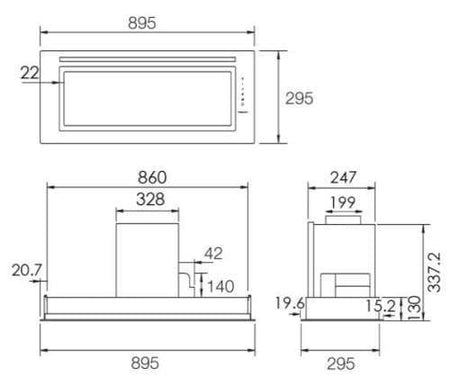 Schweigen 90cm Silent 900m3/hr Stainless Steel Undermount Rangehood UM-PA9ST