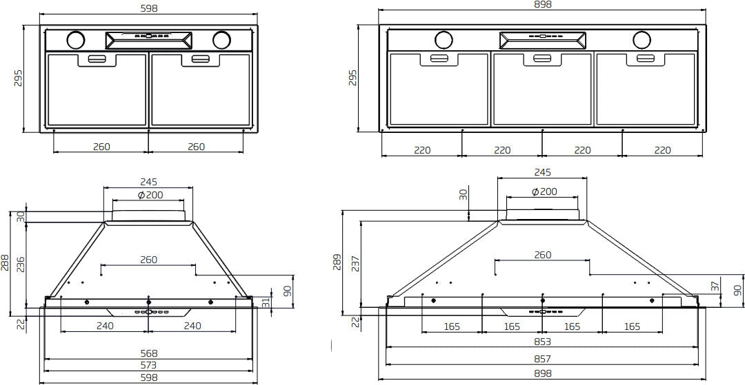 Schweigen 90cm Silent 900m3/hr Black Undermount Rangehood UM1170-9BST