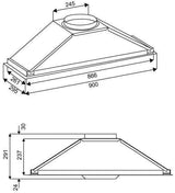 Schweigen 90cm Silent 1600m3/hr Stainless Steel Undermount Rangehood UM1170-9SP