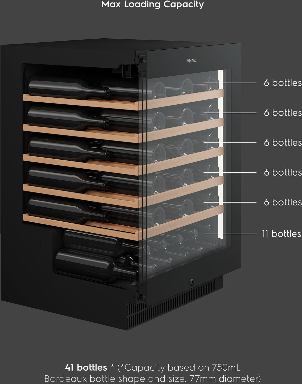Vintec 41 Bottle Single Zone Wine Fridge VWS820SCB-X