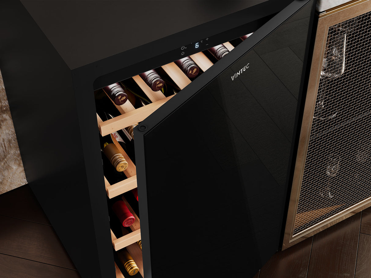 Vintec 35 Bottle Single Zone Under Bench Wine Fridge Black VWS830FAS-X