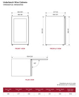 Vintec 35 Bottle Single Zone Under Bench Wine Fridge Black VWS830FAS-X
