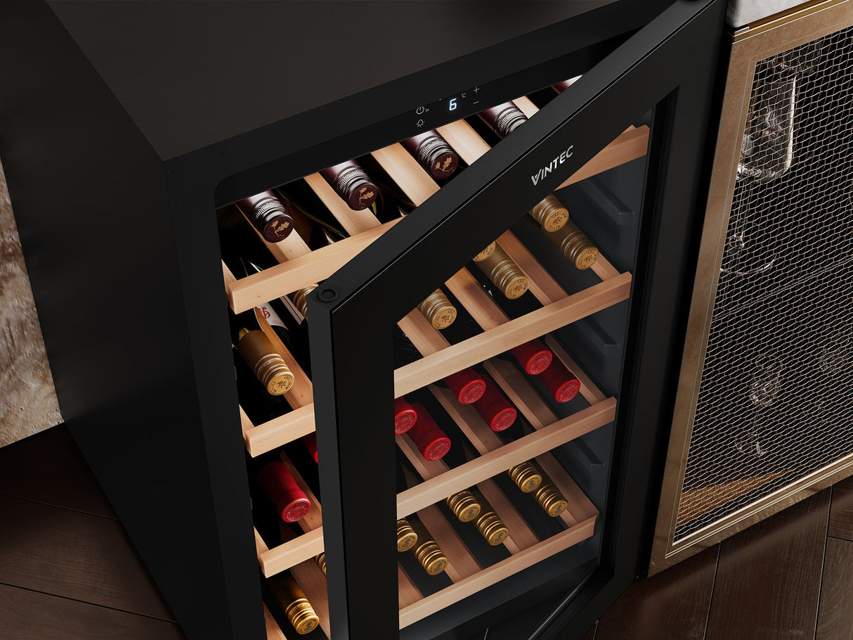 Vintec 35 Bottle Single Zone Under Bench Wine Fridge VWS830FCB-X