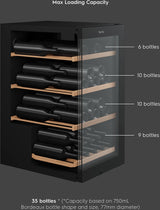 Vintec 35 Bottle Single Zone Under Bench Wine Fridge VWS830FCB-X