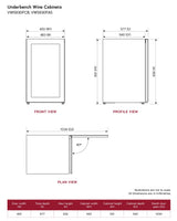 Vintec 35 Bottle Single Zone Under Bench Wine Fridge VWS830FCB-X