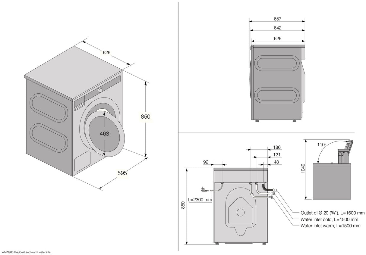 ASKO 9.5kg Steel Seal Front Load Washing Machine White W7956XLW.AU