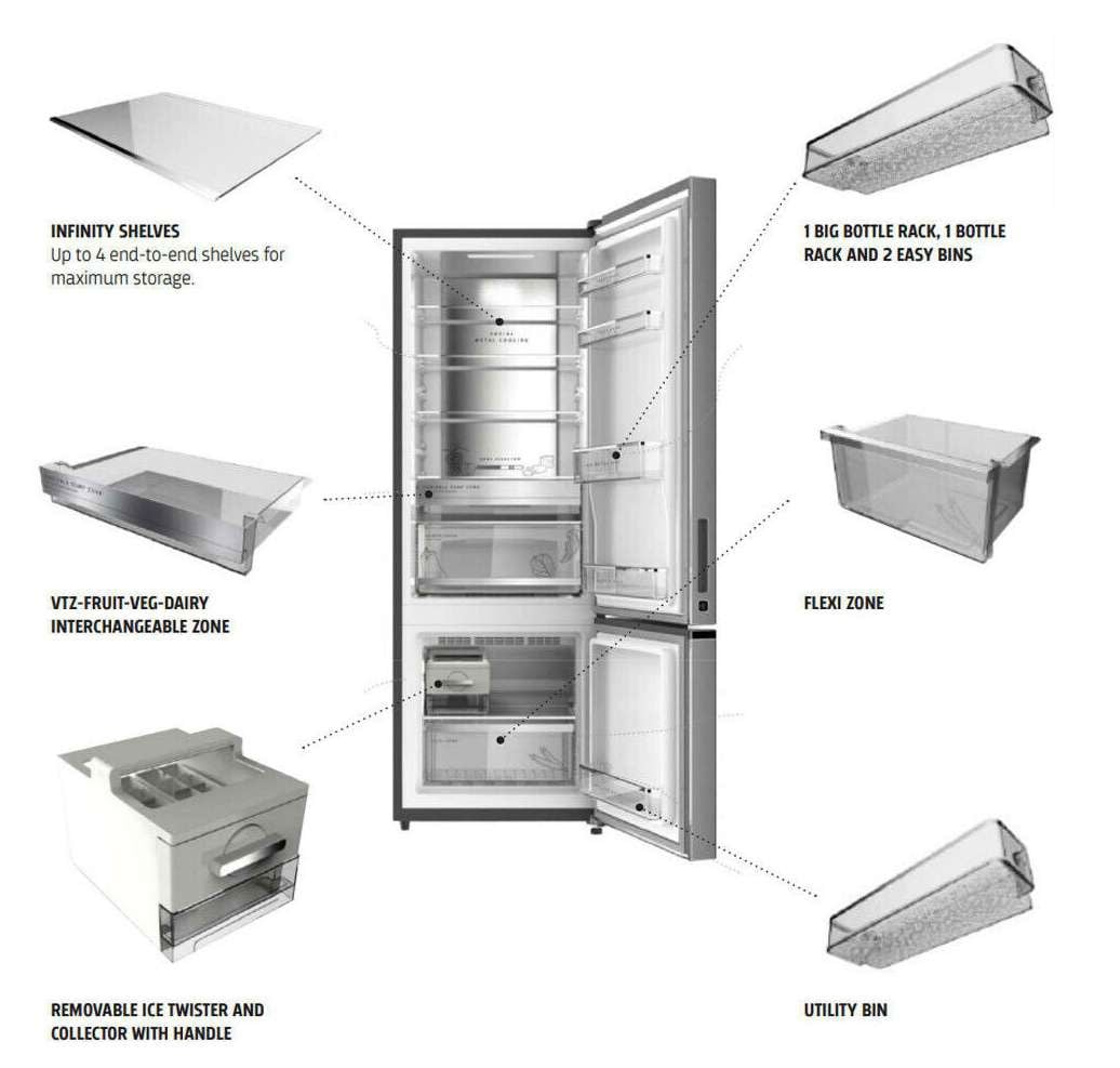 Whirlpool 313L Bottom Mount Refrigerator WB3560EUBL | Greater Sydney Only