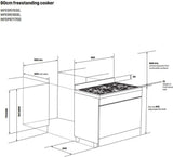 Westinghouse 90cm 125L Dual Fuel Pyrolytic Freestanding Oven/Stove WFEP9717DD