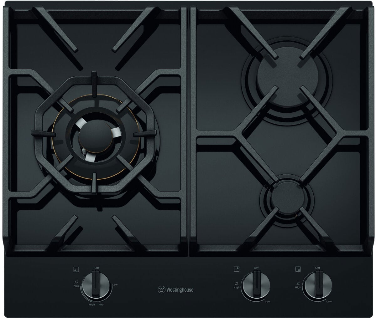 Westinghouse 60cm 3 Burner Black Ceramic Glass Gas Cooktop WHG639BD