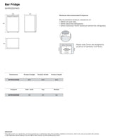 Westinghouse 93L Bar Fridge WIM1000WD