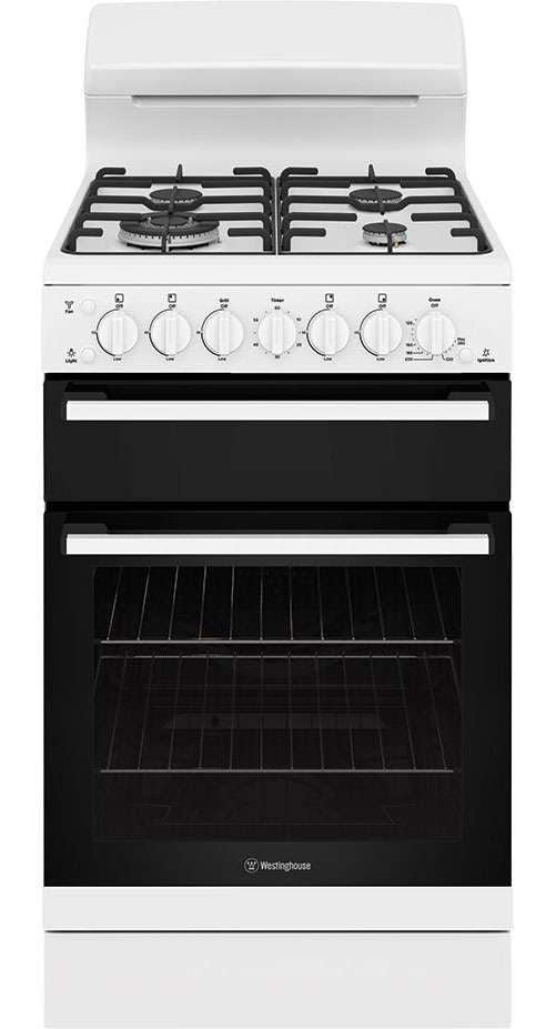 Westinghouse 54cm 80L Gas Freestanding Oven/Stove White WLG512WCH
