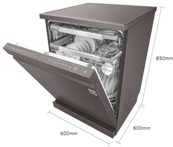 LG 60cm QuadWash Black Stainless Freestanding Dishwasher XD3A25BS
