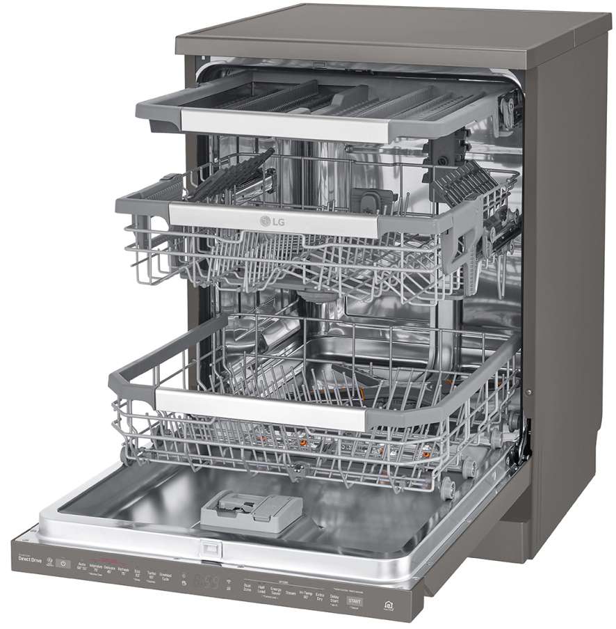 LG 60cm QuadWash Black Stainless Freestanding Dishwasher XD3A25BS