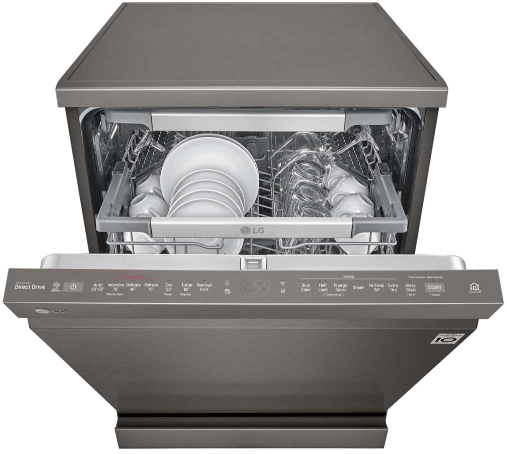 LG 60cm QuadWash Black Stainless Freestanding Dishwasher XD3A25BS