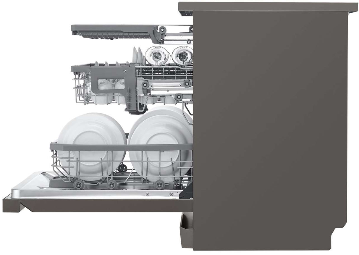 LG 60cm QuadWash Black Stainless Freestanding Dishwasher XD3A25BS