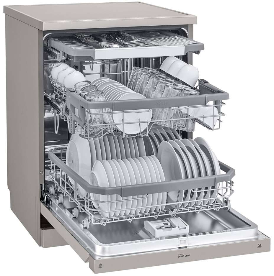 LG 60cm QuadWash Platinum Steel Freestanding Dishwasher XD4B15PS