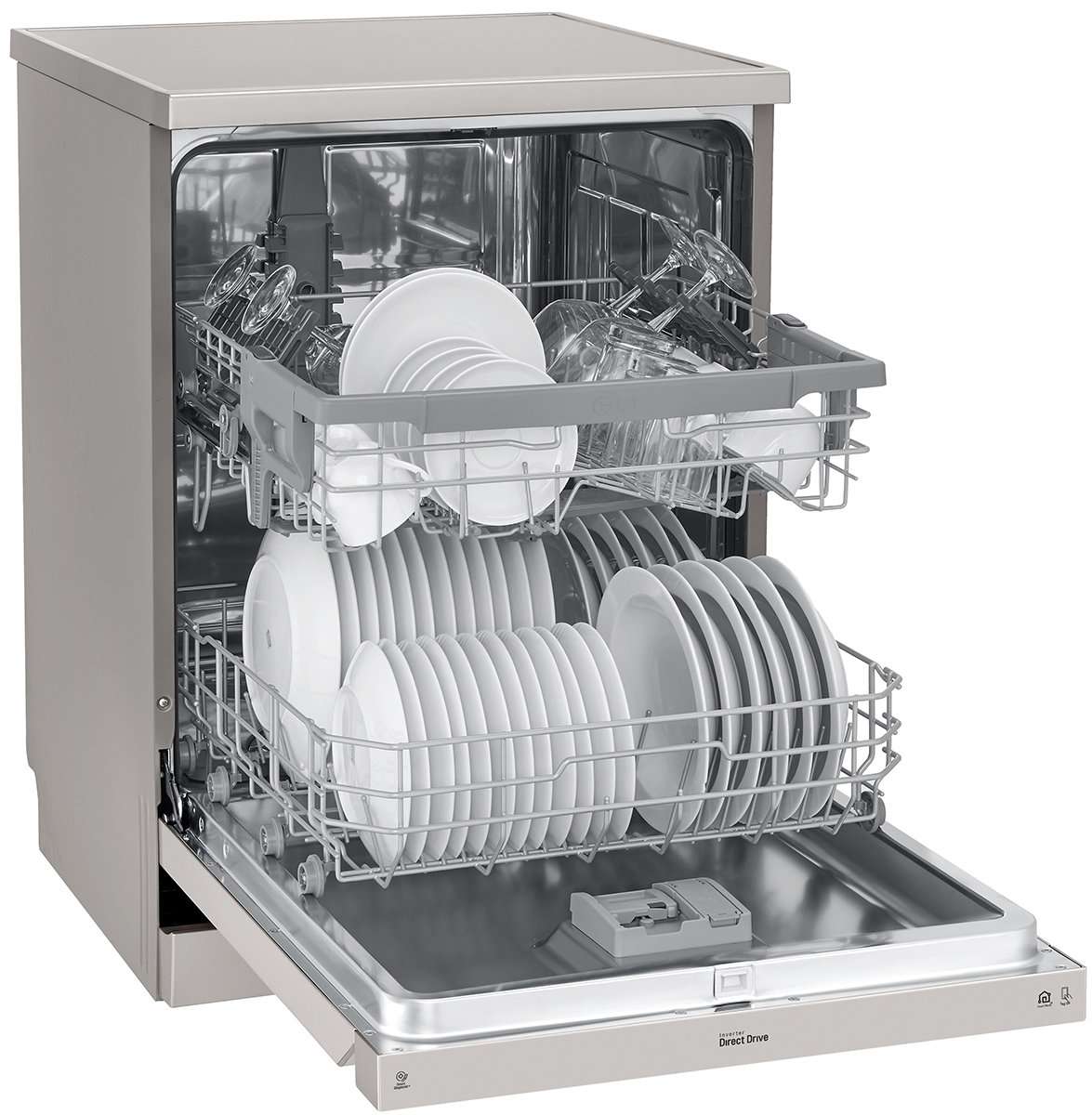 LG 60cm QuadWash Platinum Steel Freestanding Dishwasher XD5B14PS