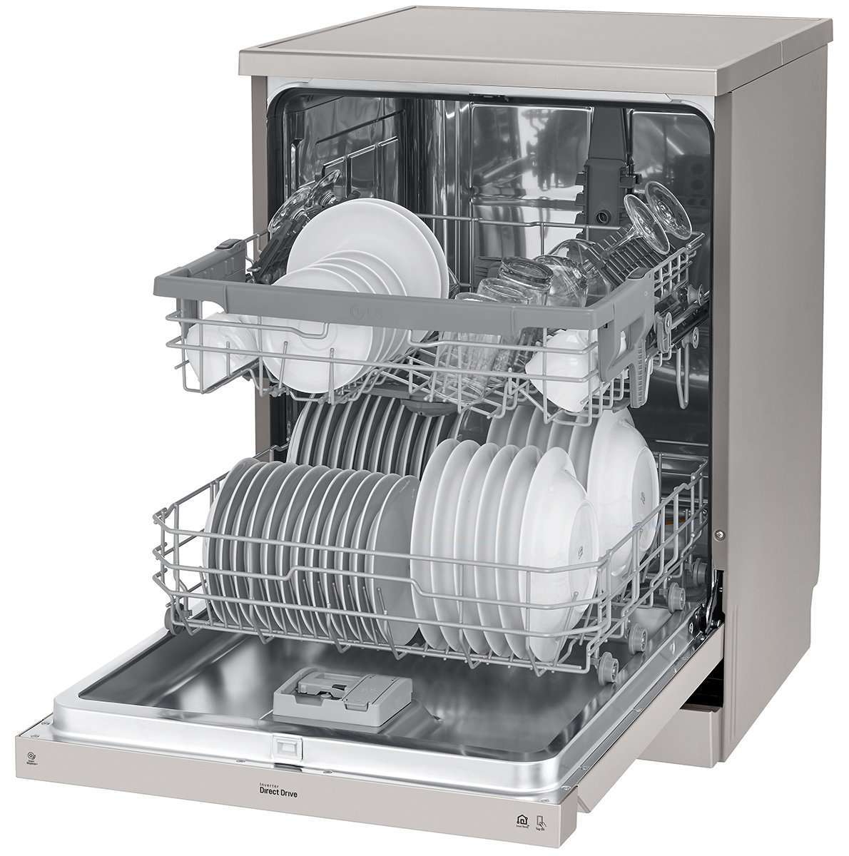 LG 60cm QuadWash Platinum Steel Freestanding Dishwasher XD5B14PS